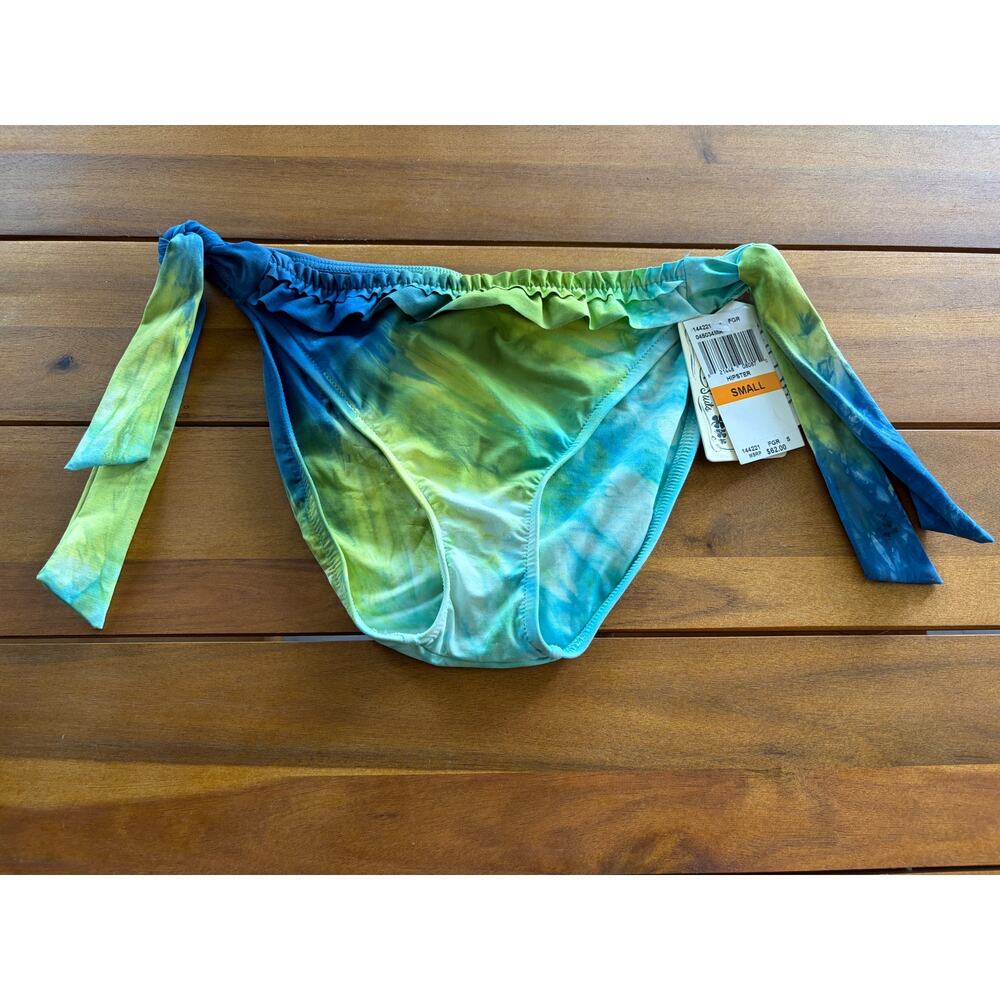 Lucky Brand Tie Dye Ruffled Side Tie Hipster Bikini Bottoms Size Small